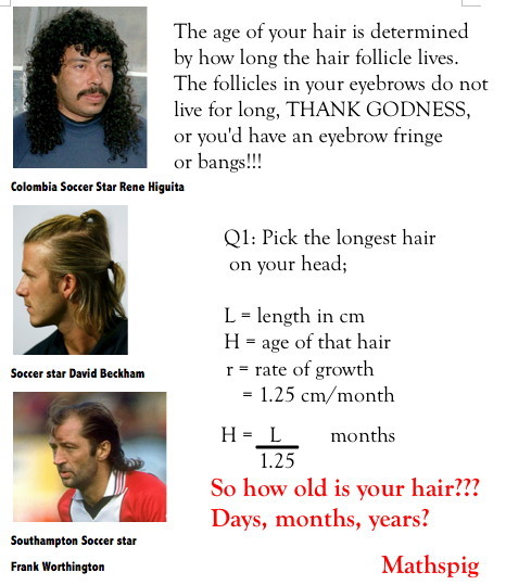 3 Mathspig how old is your hair!!!!
